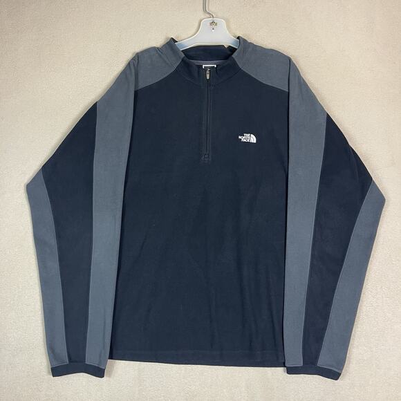 The‎ North Face Pullover Mens L Black 1/4 Zip Fleece Mid Layer Lightweight - Picture 1 of 12